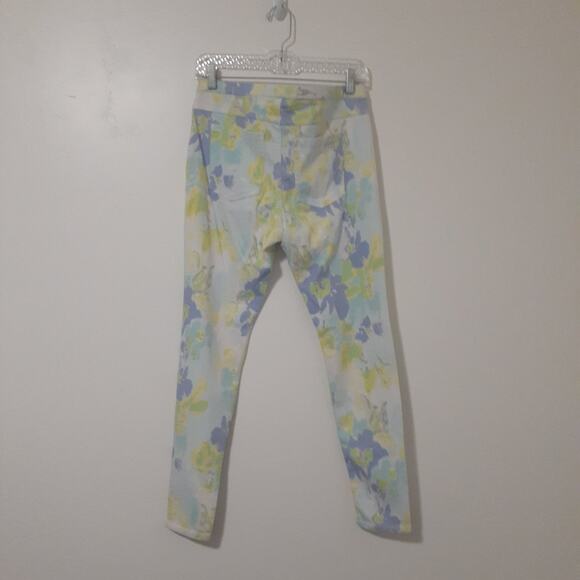 HUE Jeans Women's Jegging Pastel Floral L Stretch Skinny Ankle - Picture 3 of 6